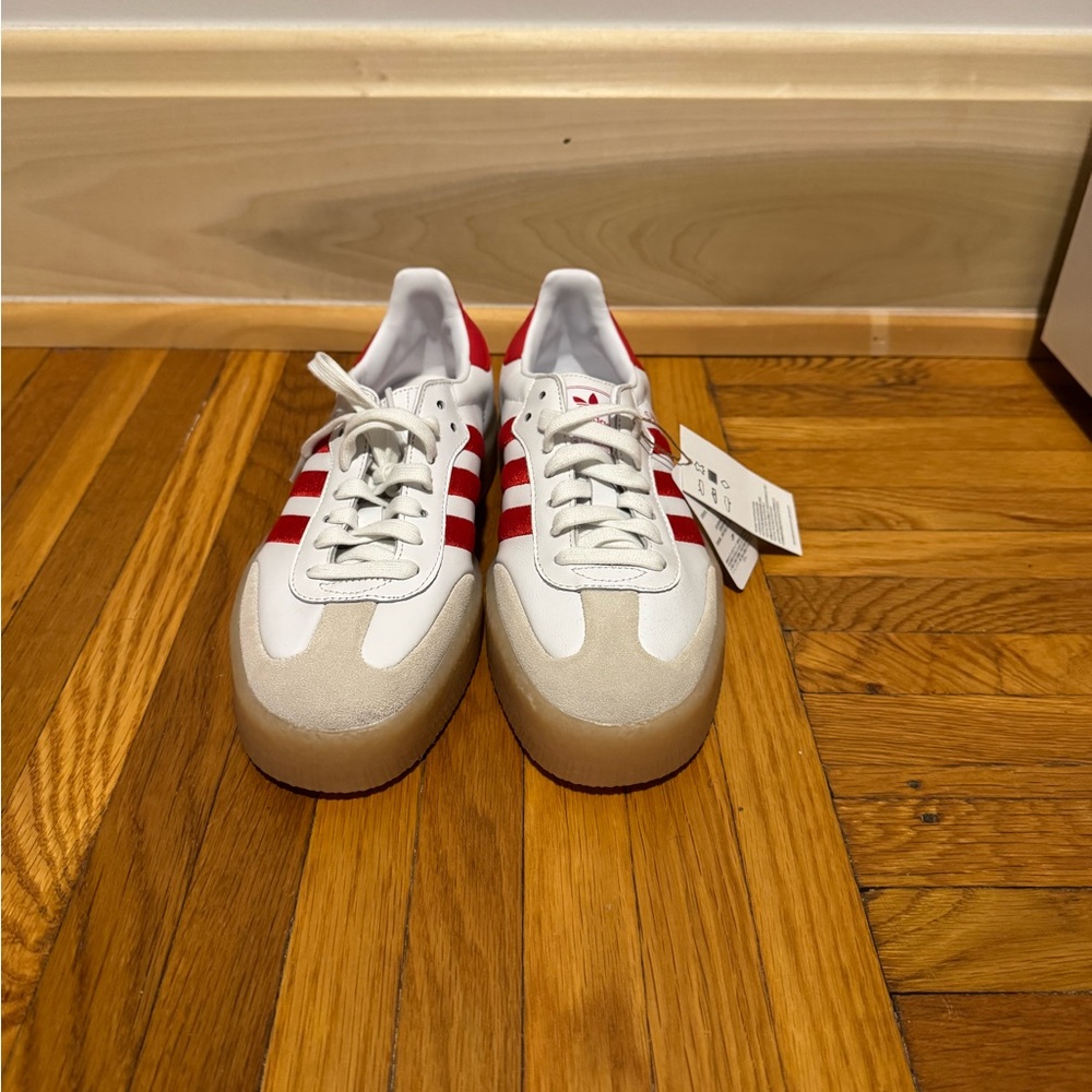 adidas Women's Sneakers in White and Red - Picture 2 of 5